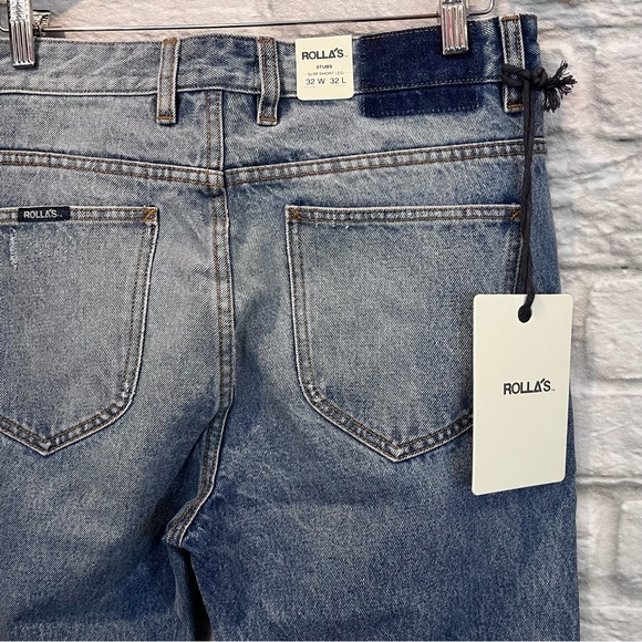 NWT ROLLA’S 34x25” STUBS Slim Short Leg - Stoned Rip Jeans (SAMPLE) - Picture 6 of 12